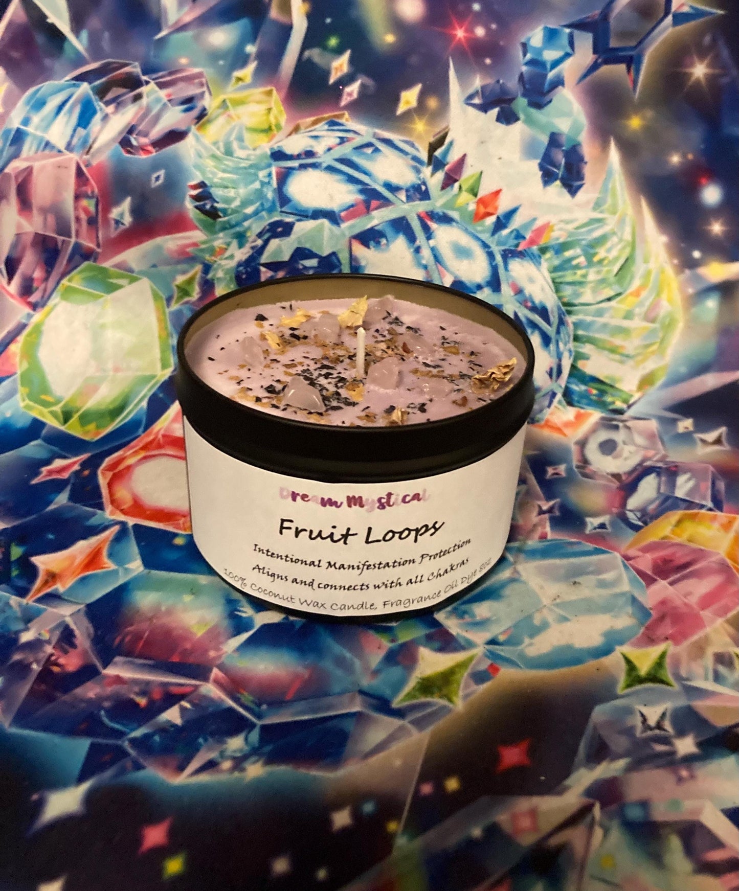 Fruit Loops Intentional Manifesting Alligns and connects with all chakras Candle 100% coconut wax