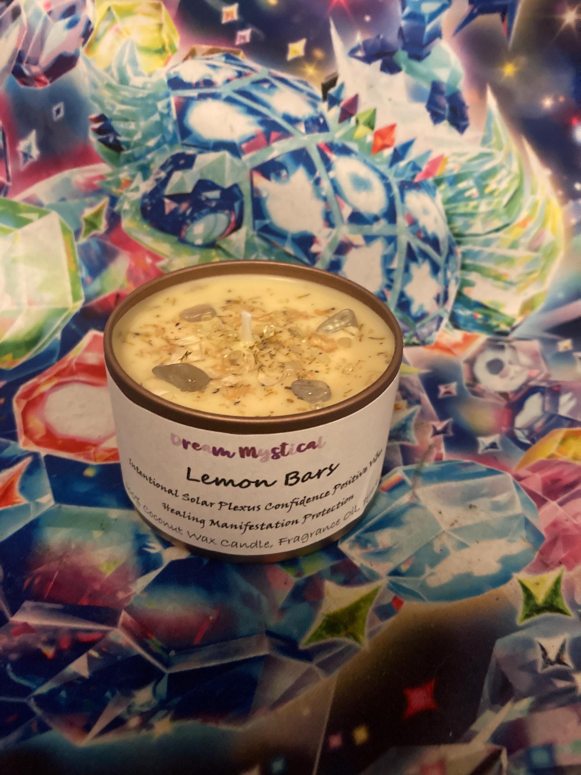 Lemon Bars handmade Coconut wax Candle Soalar Plexus •Confidence •Positive Vibes• Manifestation• Intention• Healing •Protection