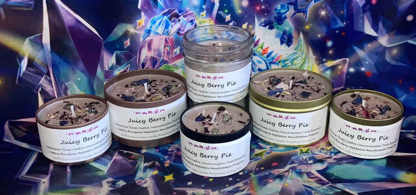 Juicy Berry Pie Intentional Manifest Candle~ Throat chakra • Communcation • Peaceful• Truth • Boundaries • Healing• Protection