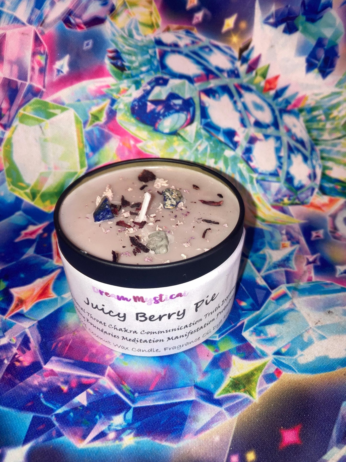 Juicy Berry Pie Intentional Manifest Candle~ Throat chakra • Communcation • Peaceful• Truth • Boundaries • Healing• Protection