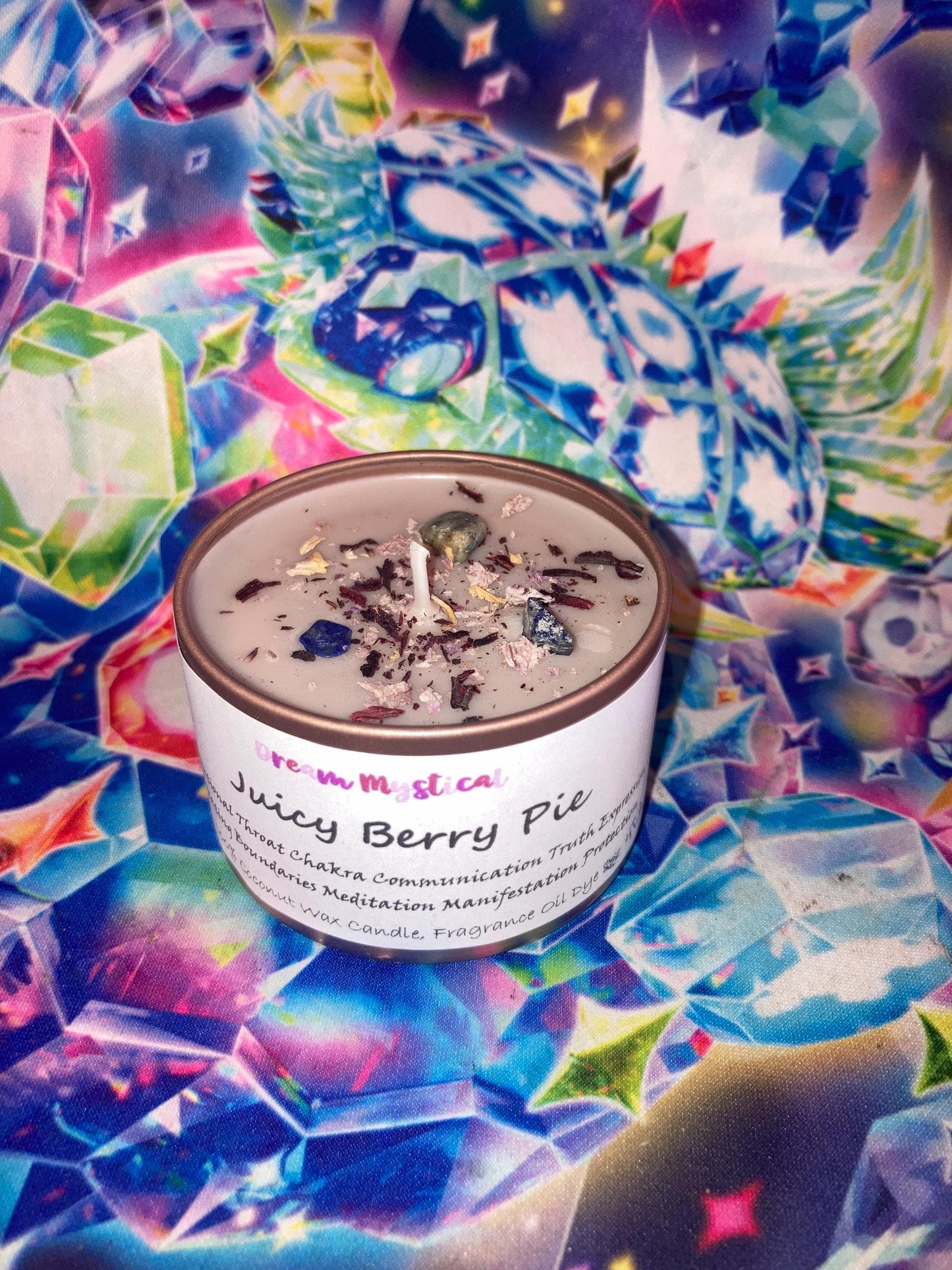 Juicy Berry Pie Intentional Manifest Candle~ Throat chakra • Communcation • Peaceful• Truth • Boundaries • Healing• Protection