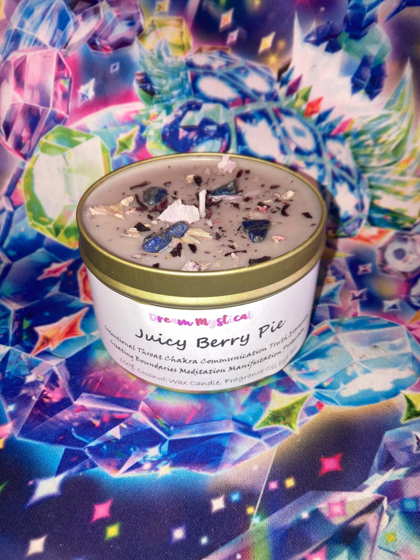 Juicy Berry Pie Intentional Manifest Candle~ Throat chakra • Communcation • Peaceful• Truth • Boundaries • Healing• Protection