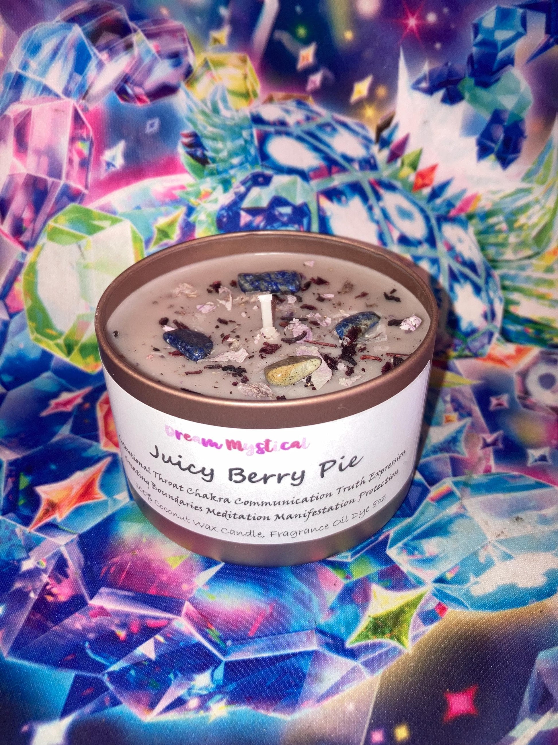 Juicy Berry Pie Intentional Manifest Candle~ Throat chakra • Communcation • Peaceful• Truth • Boundaries • Healing• Protection