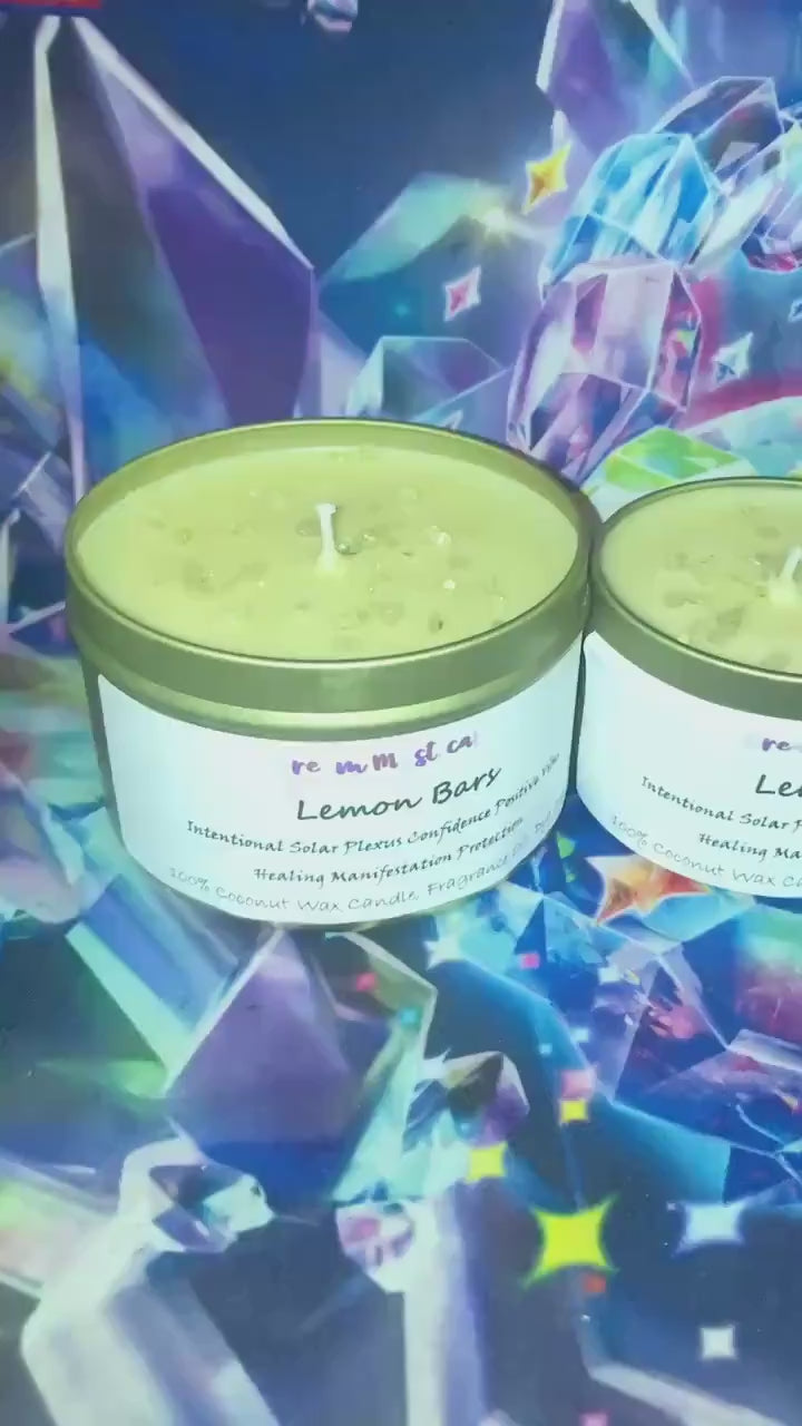 Lemon Bars handmade Coconut wax Candle Soalar Plexus •Confidence •Positive Vibes• Manifestation• Intention• Healing •Protection