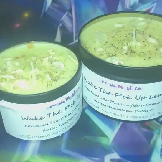Wake The F*ck Up Lemon handmade Coconut wax Candle Soalar Plexus Confidence Positive Vibes Manifestation Intention Healing Protection