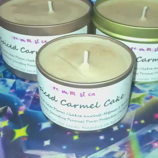 Spiced Carmel Cake Intentional Candle Root Chakra Reiki Grounding Security Stability Protection Communication Manifestation 100% Coconut wax