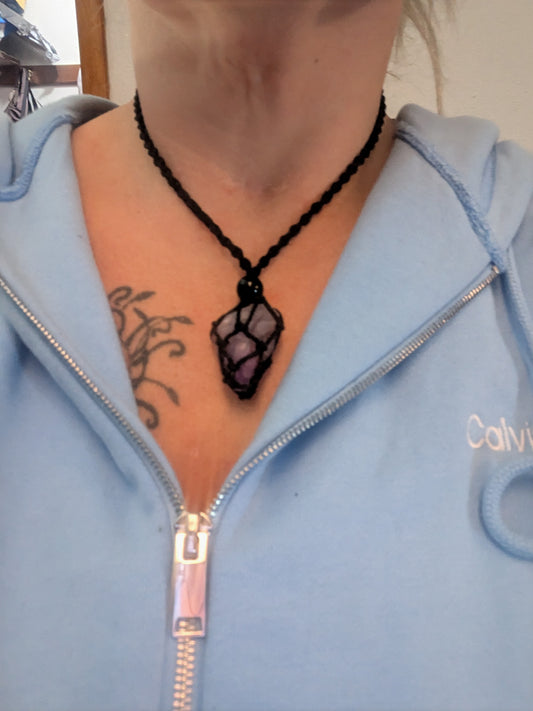 Celestial Awakening — Raw Amethyst Protection Necklace (Hand-Wrapped, Energy-Charged)