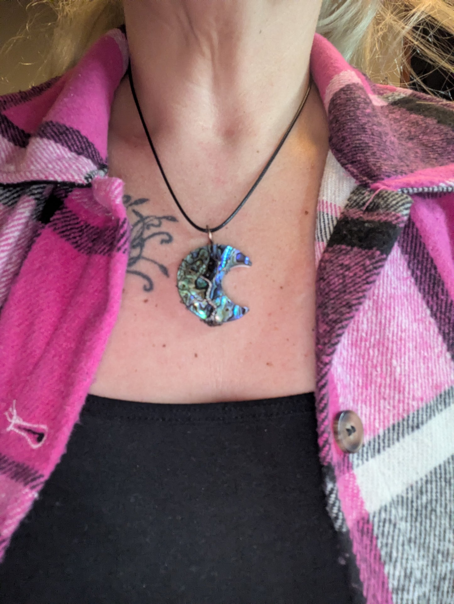 Abalone Shell Crescent Moon Necklace ✨ Lunar Magic • Intuition • Divine Feminine Energy