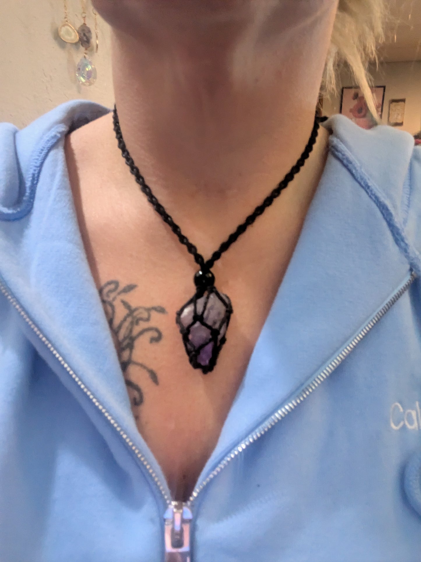 Celestial Awakening — Raw Amethyst Protection Necklace (Hand-Wrapped, Energy-Charged)