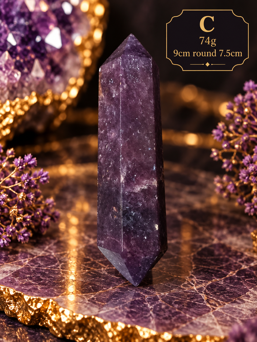 💜 Lepidolite Double-Terminated Crystal Point ✨ Calming • Emotional Balance • Crown Chakra