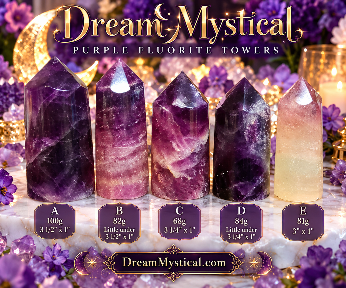 💜 Dark Purple Fluorite Towers | One-of-a-Kind Natural Crystal Points | Intuition • Protection • Clarity