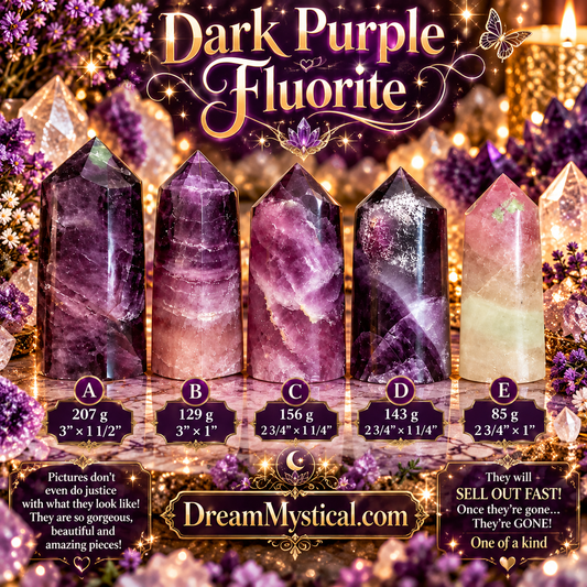 💜 Dark Purple Fluorite Towers | One-of-a-Kind Natural Crystal Points | Intuition • Protection • Clarity