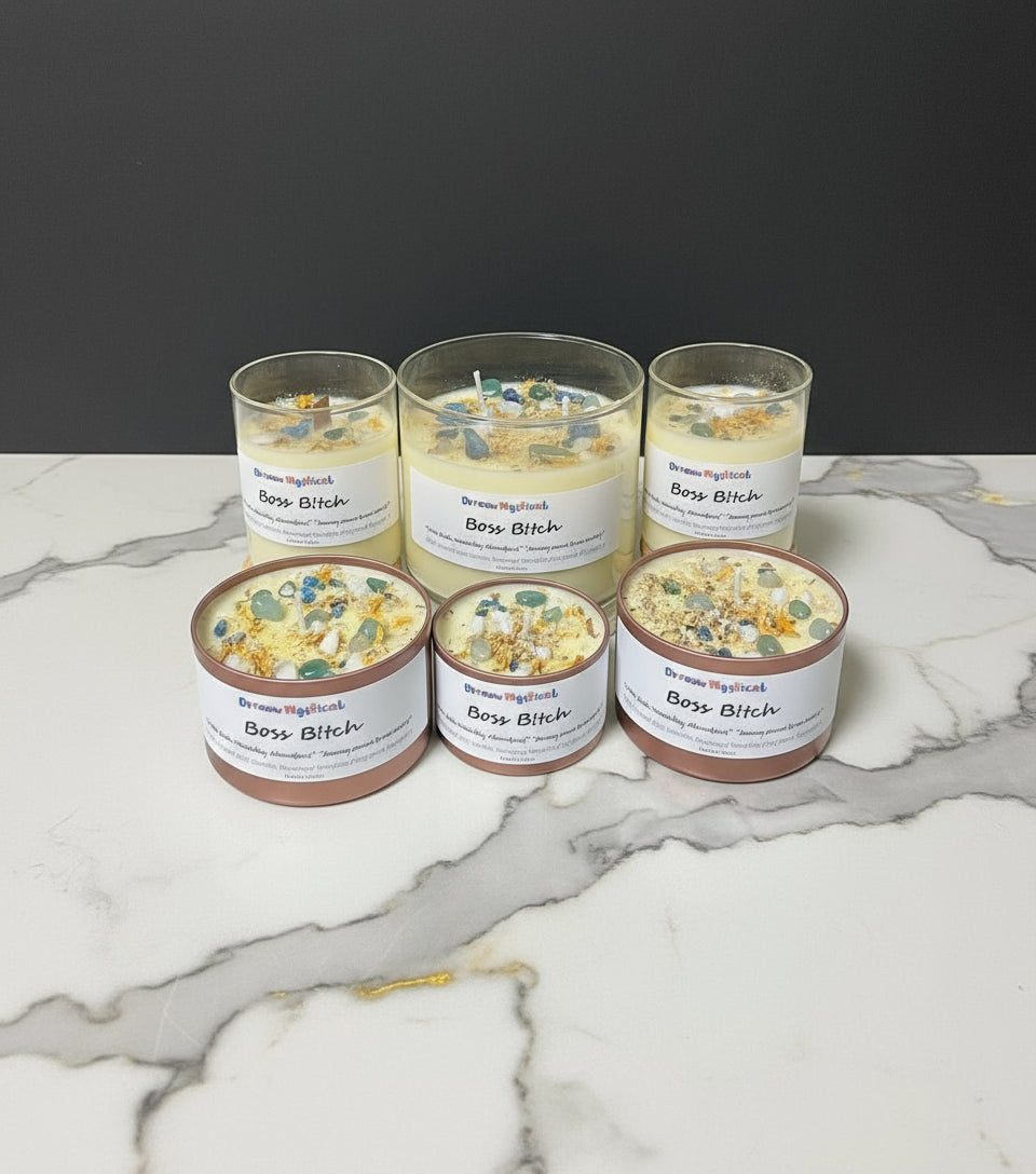 🕯️ Boss Bitch – Crystal Intention Candle for Money, Power & Confidence (Pineapple Paradise)