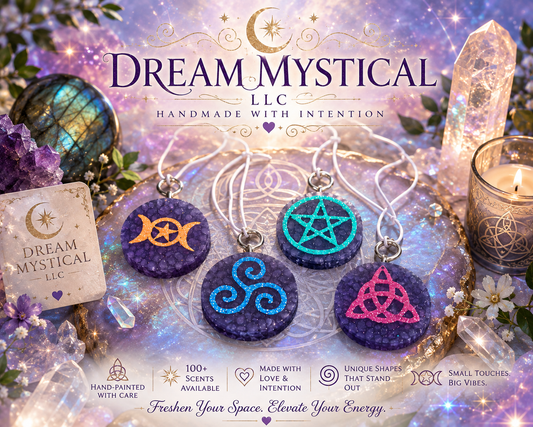 Mystical Celtic Freshie ✨ Hand-Painted Crystal-Inspired Car Air Freshener | Choose Your Symbol & Scent