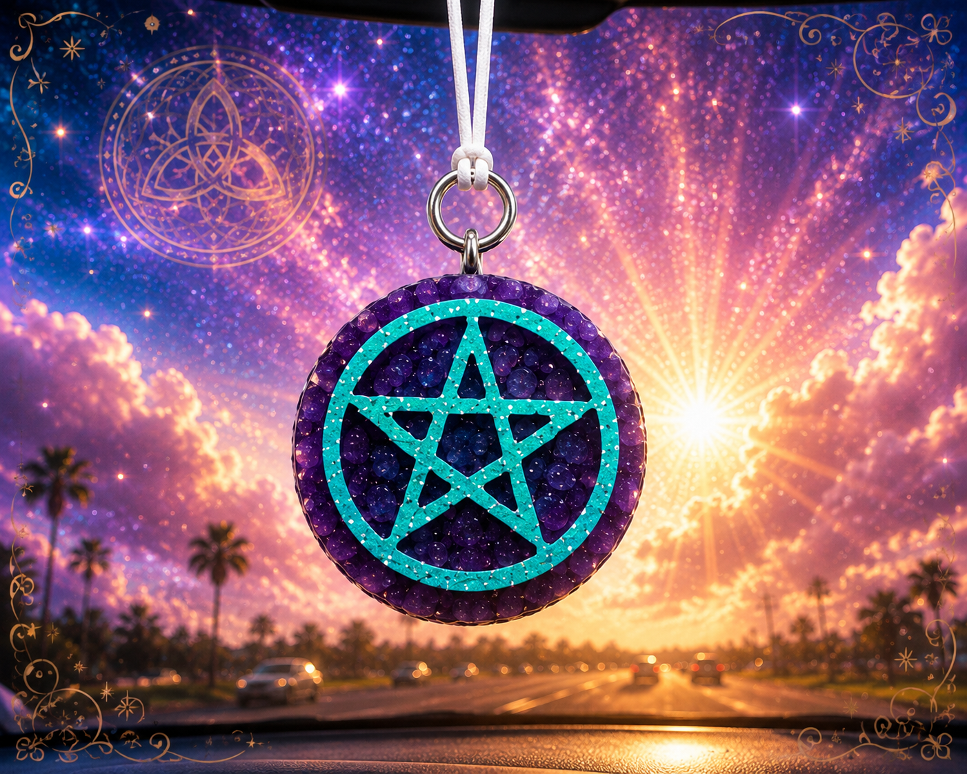 Mystical Celtic Freshie ✨ Hand-Painted Crystal-Inspired Car Air Freshener | Choose Your Symbol & Scent