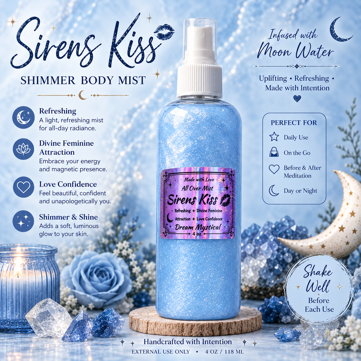 🖤 Sirens Kiss All Over Body Mist 🖤
Bewitching • Divine Feminine • Irresistible Power