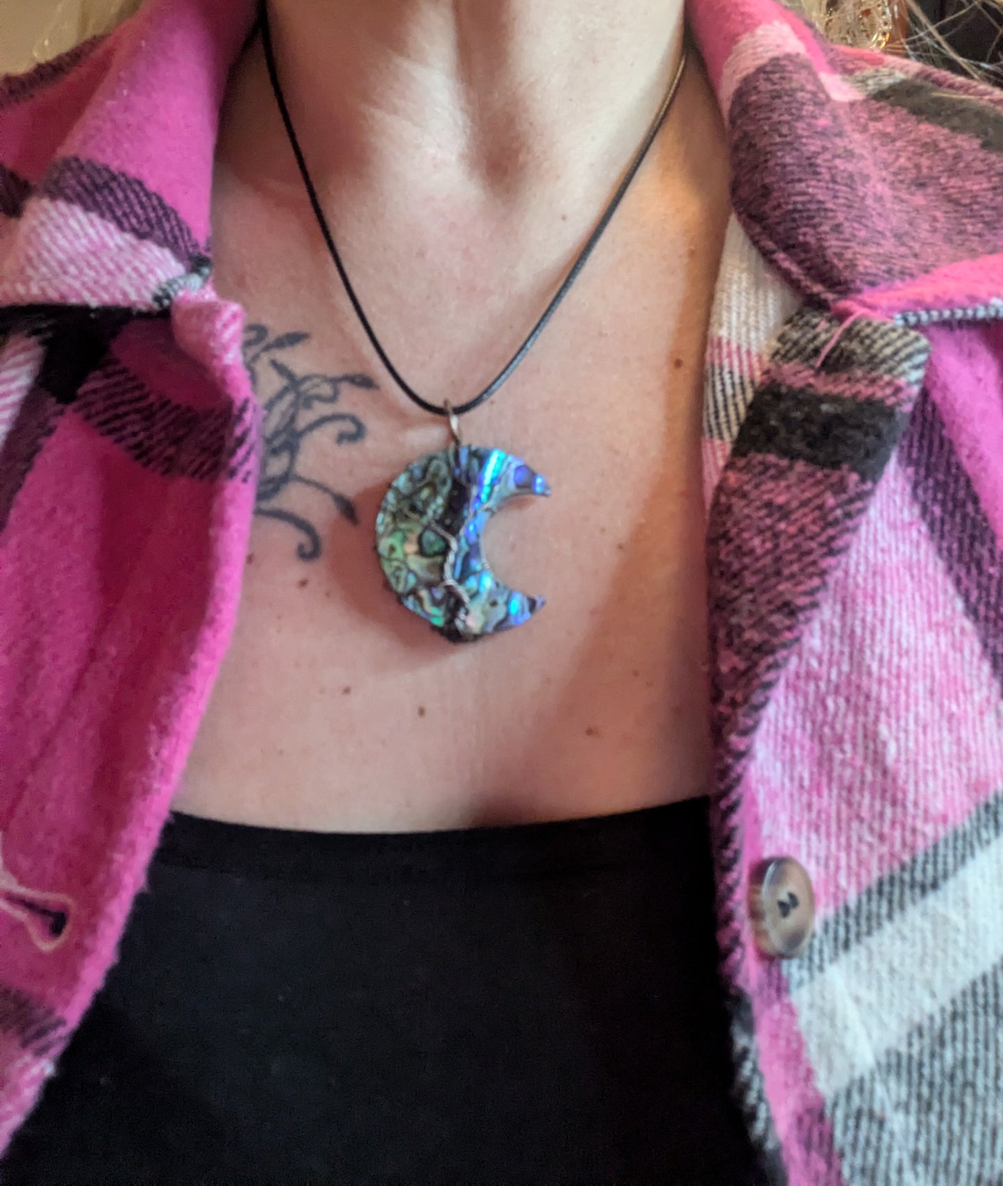 Abalone Shell Crescent Moon Necklace ✨ Lunar Magic • Intuition • Divine Feminine Energy