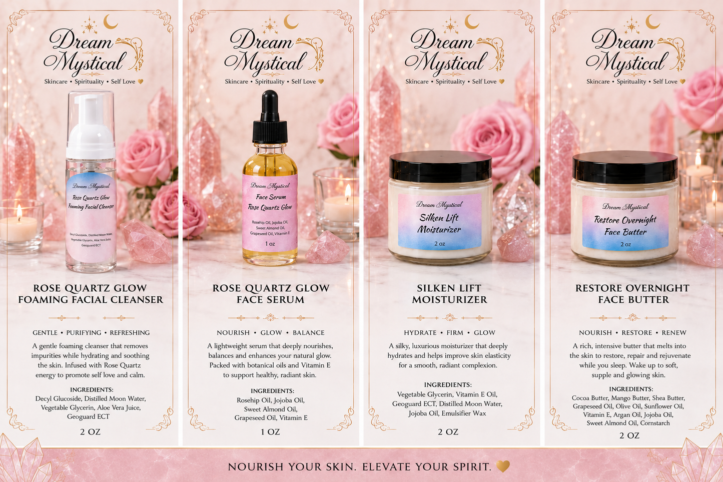✨Dream Mystical Rose🌹 Quartz Glow Collection Complete Skincare Bundle or purchase separately