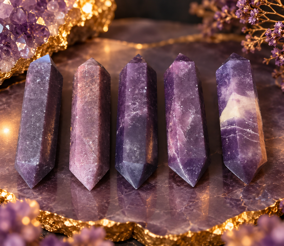 💜 Lepidolite Double-Terminated Crystal Point ✨ Calming • Emotional Balance • Crown Chakra