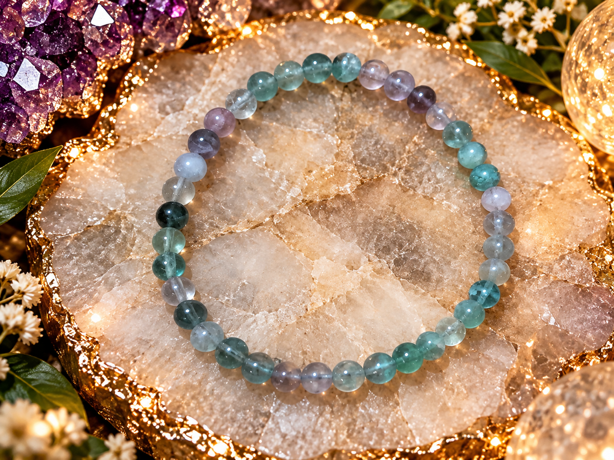 🌈✨ Mystic Aura Rainbow Fluorite Bracelet & Anklet
