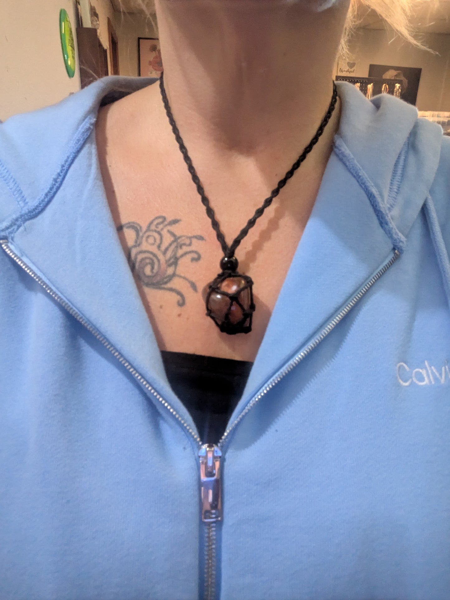 Ignite Your Power — Polished Carnelian Energy Necklace with Black Agate Keeper (Grounding + Confidence Boost)