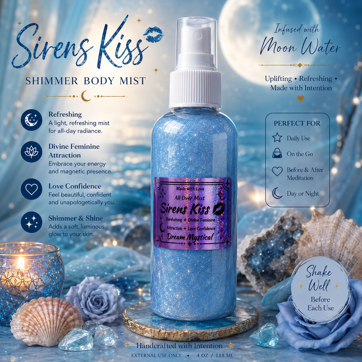 🖤 Sirens Kiss All Over Body Mist 🖤
Bewitching • Divine Feminine • Irresistible Power