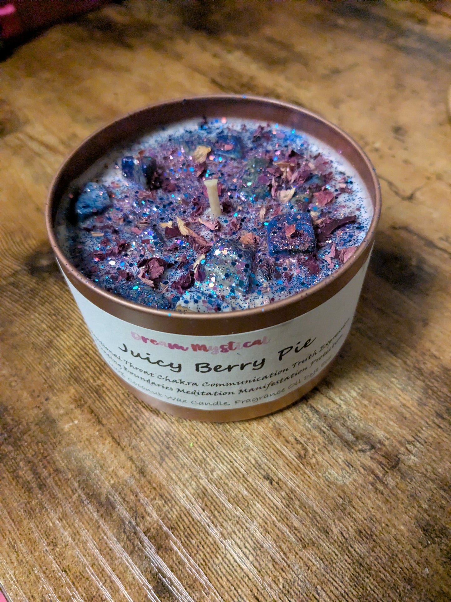 Juicy Berry Pie Intentional Manifest Candle~ Throat chakra • Communcation • Peaceful• Truth • Boundaries • Healing• Protection