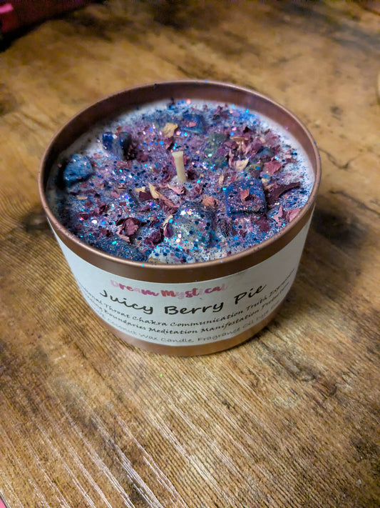 Juicy Berry Pie Intentional Manifest Candle~ Throat chakra • Communcation • Peaceful• Truth • Boundaries • Healing• Protection