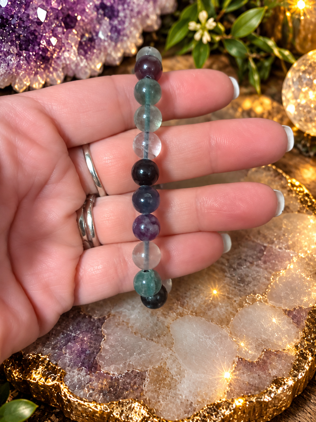 🌈✨ Mystic Aura Rainbow Fluorite Bracelet & Anklet