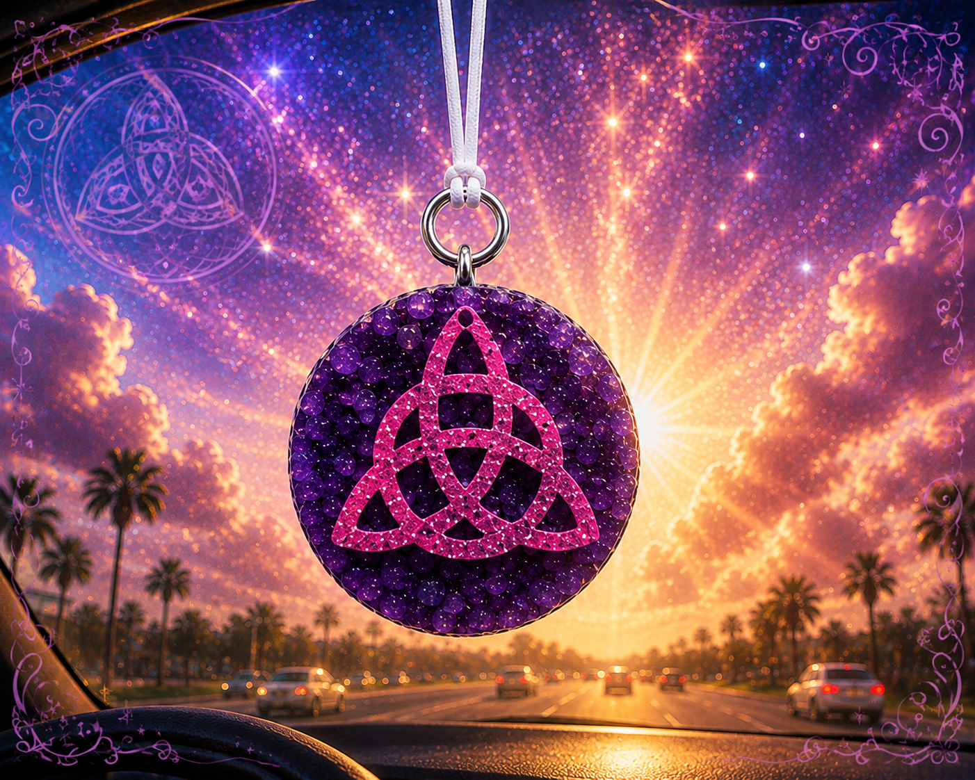 Mystical Celtic Freshie ✨ Hand-Painted Crystal-Inspired Car Air Freshener | Choose Your Symbol & Scent