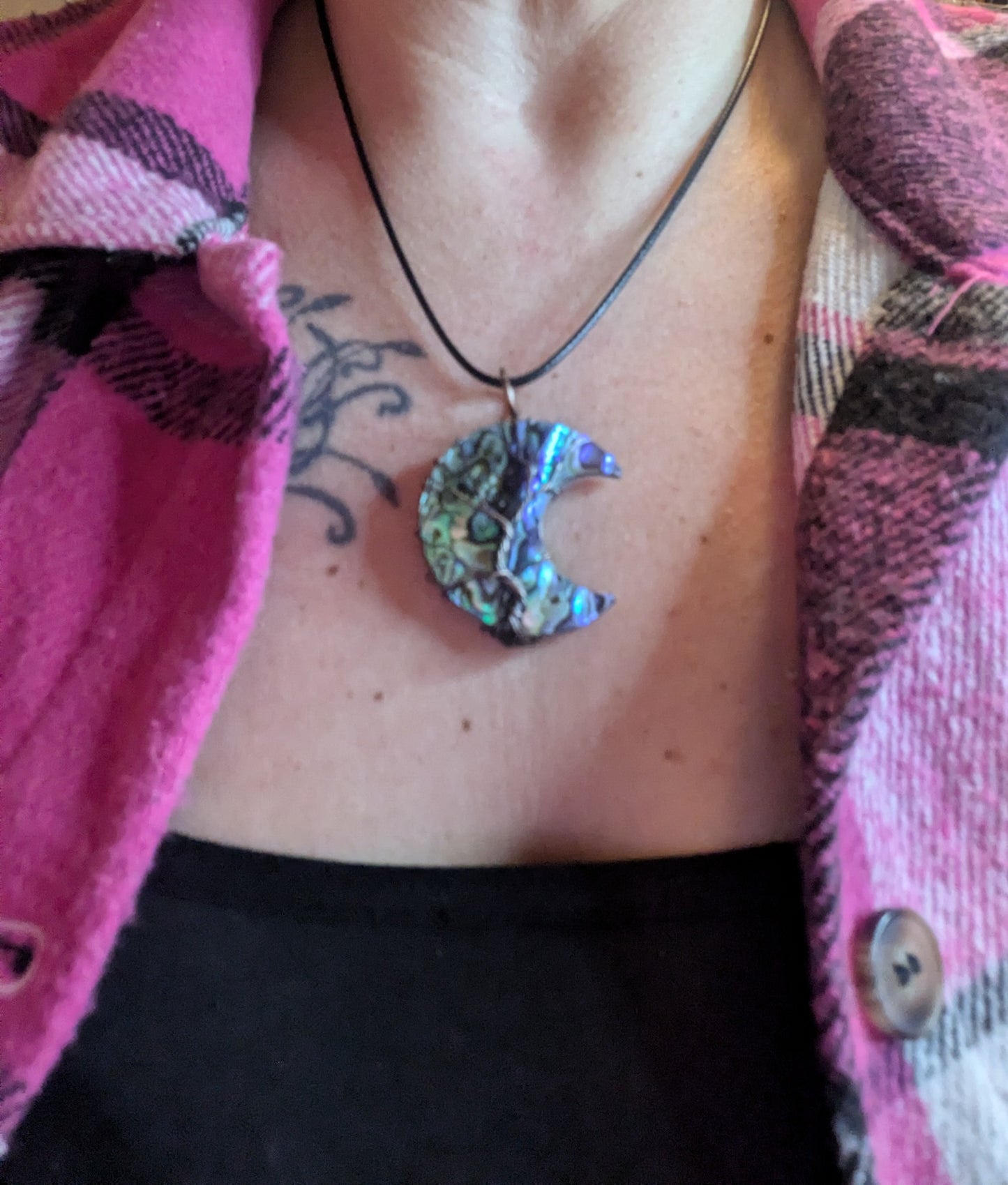 Abalone Shell Crescent Moon Necklace ✨ Lunar Magic • Intuition • Divine Feminine Energy
