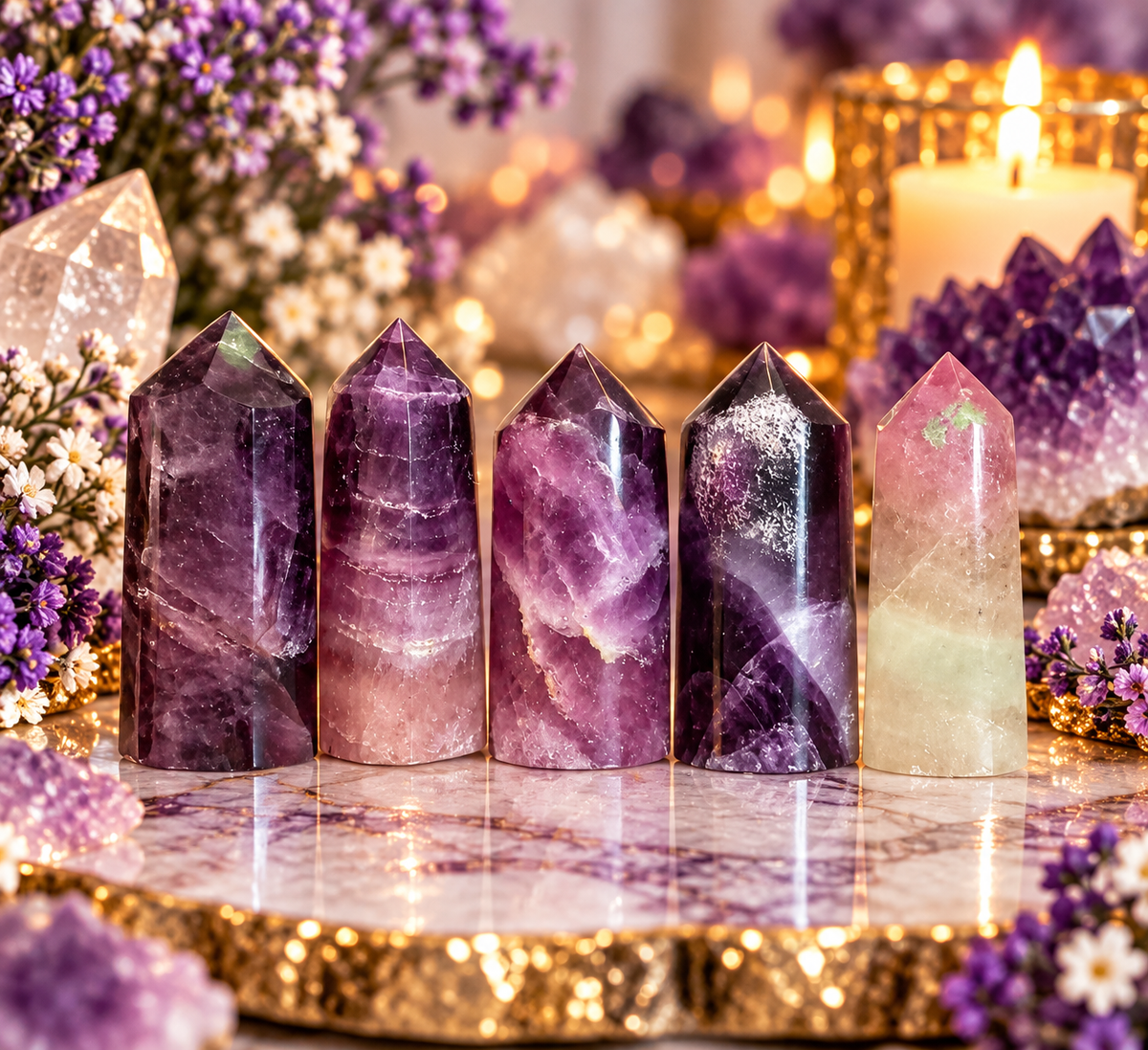 💜 Dark Purple Fluorite Towers | One-of-a-Kind Natural Crystal Points | Intuition • Protection • Clarity