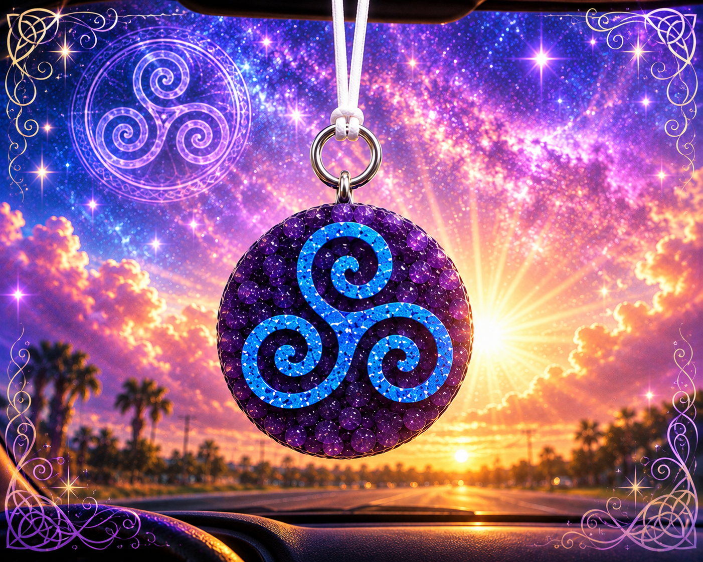 Mystical Celtic Freshie ✨ Hand-Painted Crystal-Inspired Car Air Freshener | Choose Your Symbol & Scent