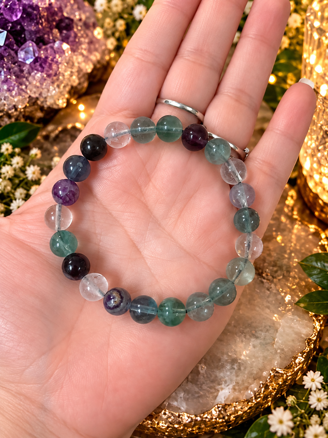 🌈✨ Mystic Aura Rainbow Fluorite Bracelet & Anklet