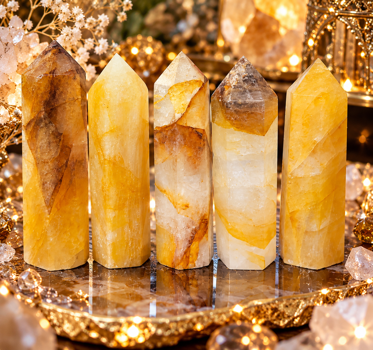 ✨Golden Healer Quartz Towers | Iron-Stained Quartz Crystal Points | Healing • Abundance • Positive Energy