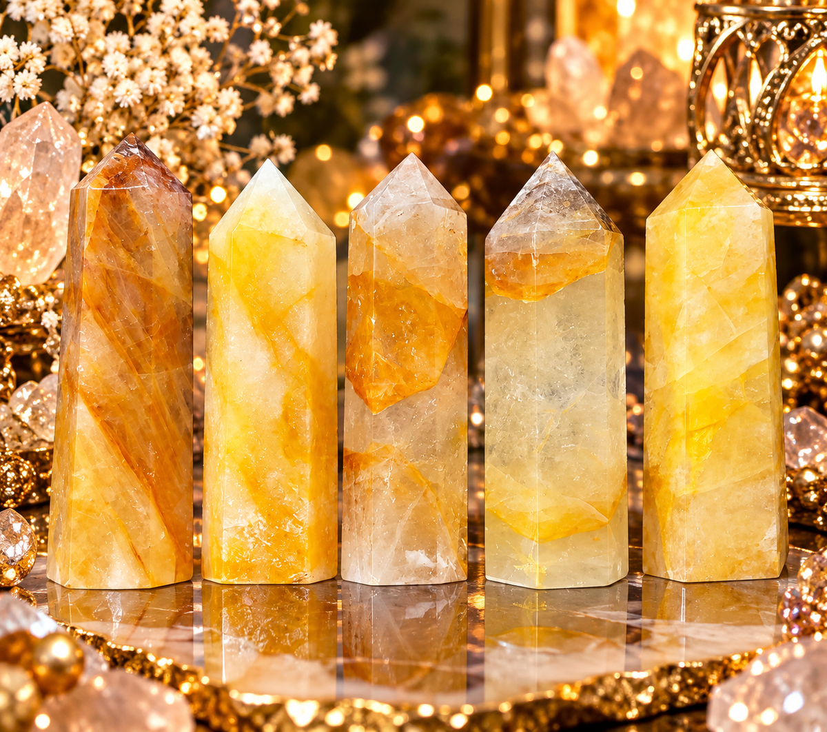 ✨Golden Healer Quartz Towers | Iron-Stained Quartz Crystal Points | Healing • Abundance • Positive Energy
