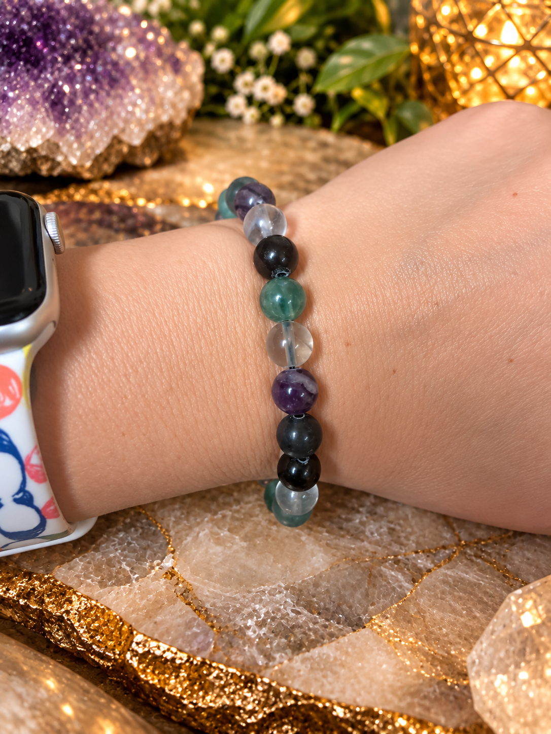 🌈✨ Mystic Aura Rainbow Fluorite Bracelet & Anklet