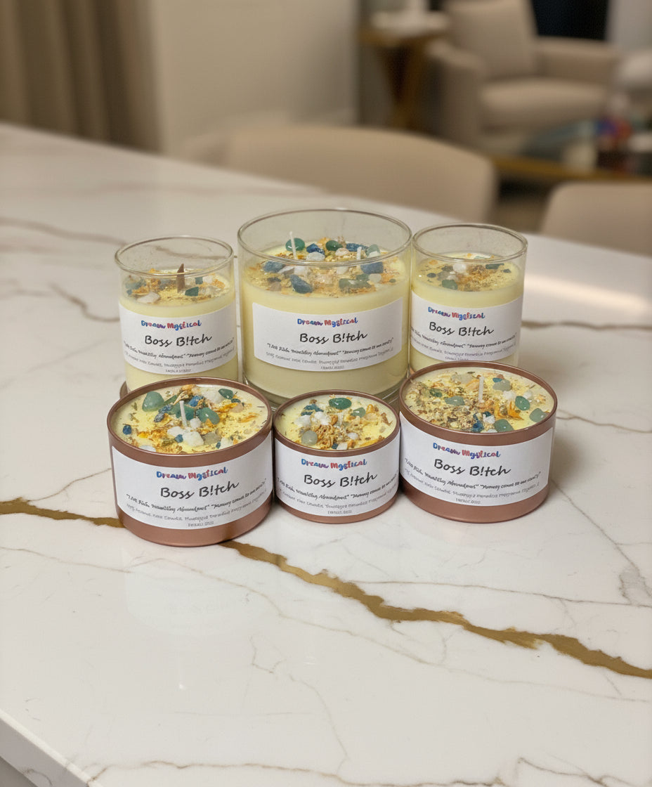 🕯️ Boss Bitch – Crystal Intention Candle for Money, Power & Confidence (Pineapple Paradise)