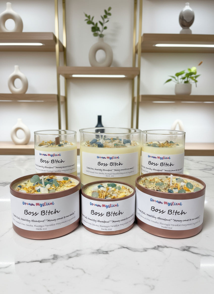 🕯️ Boss Bitch – Crystal Intention Candle for Money, Power & Confidence (Pineapple Paradise)