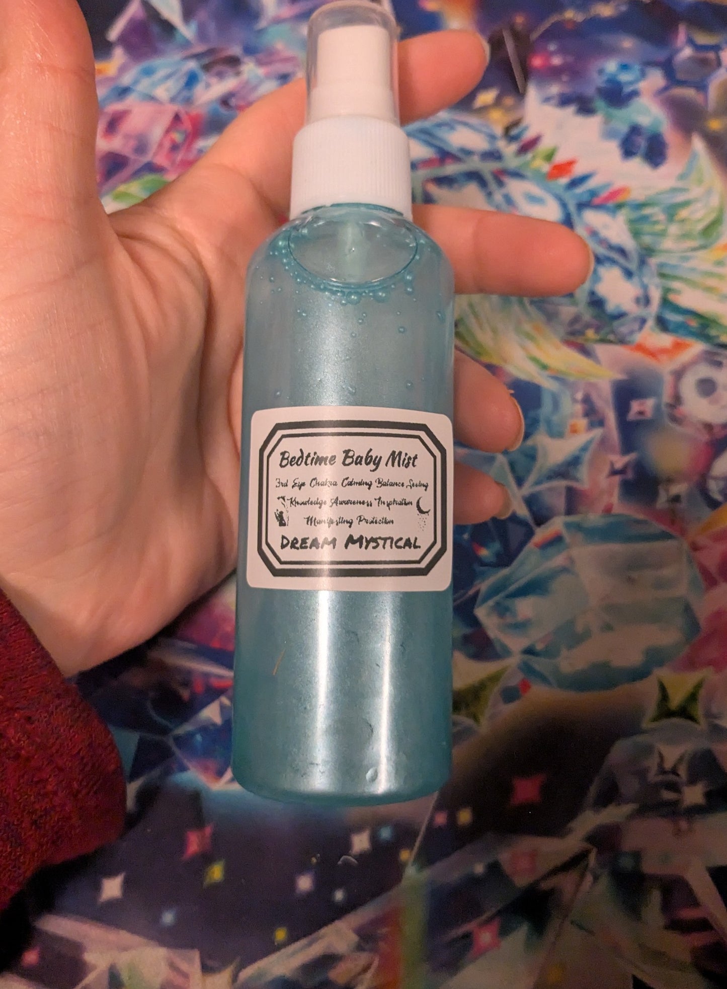 Bedtime Baby Mist handmade 3rd Eye chakra• Knowing •Balance• Calming• Healing •Manifest• Protection• Protection infused with crystal