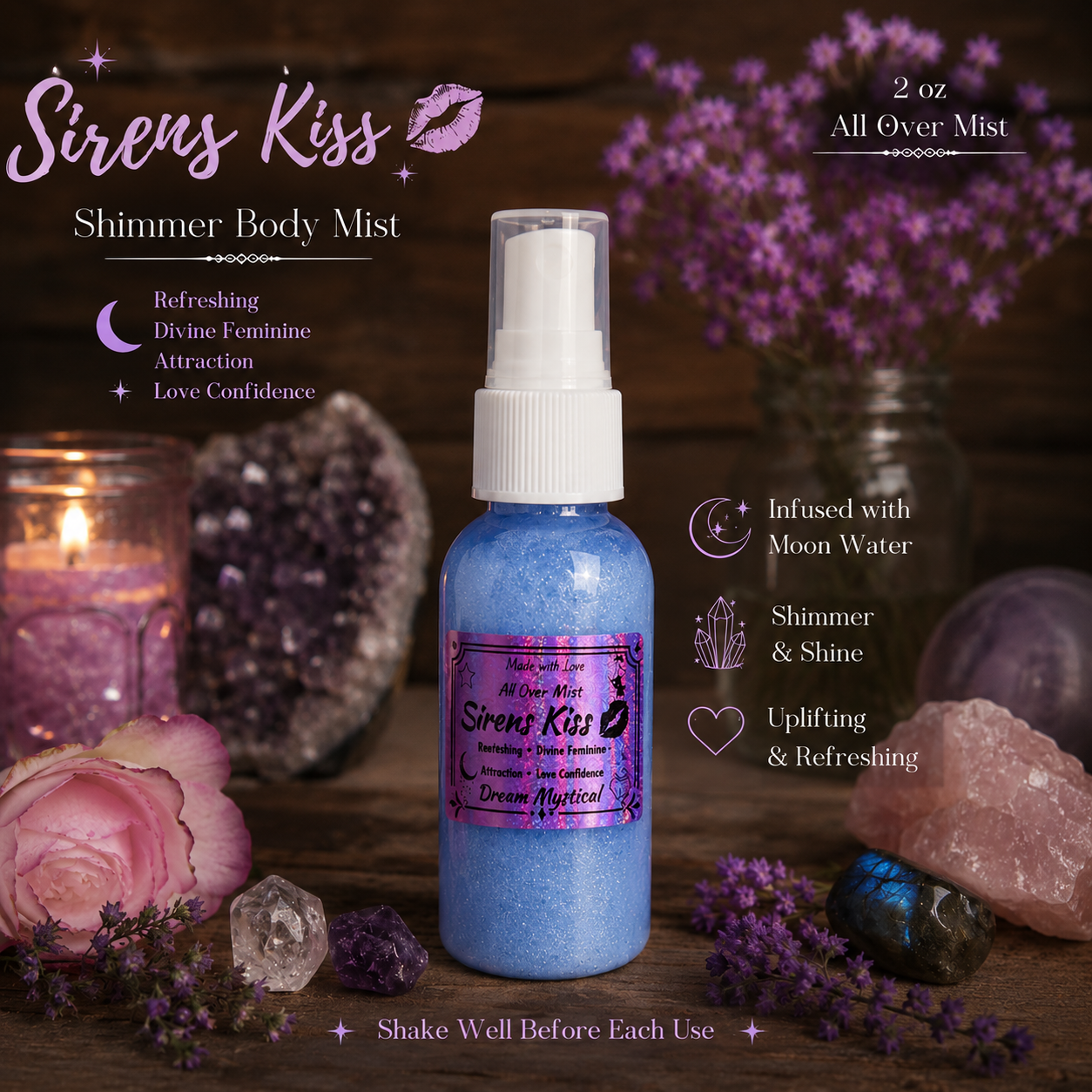 🖤 Sirens Kiss All Over Body Mist 🖤
Bewitching • Divine Feminine • Irresistible Power
