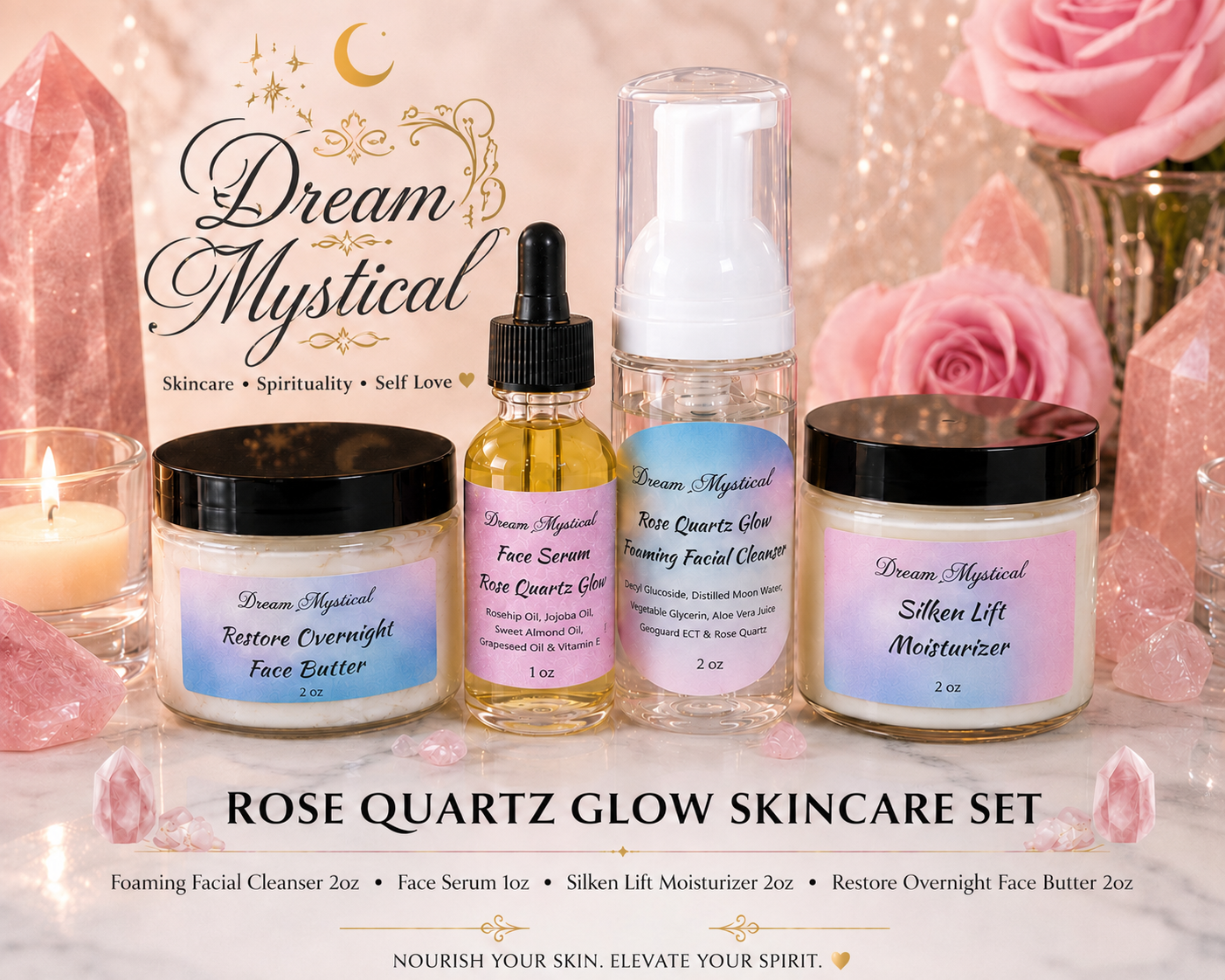 ✨Dream Mystical Rose🌹 Quartz Glow Collection Complete Skincare Bundle or purchase separately