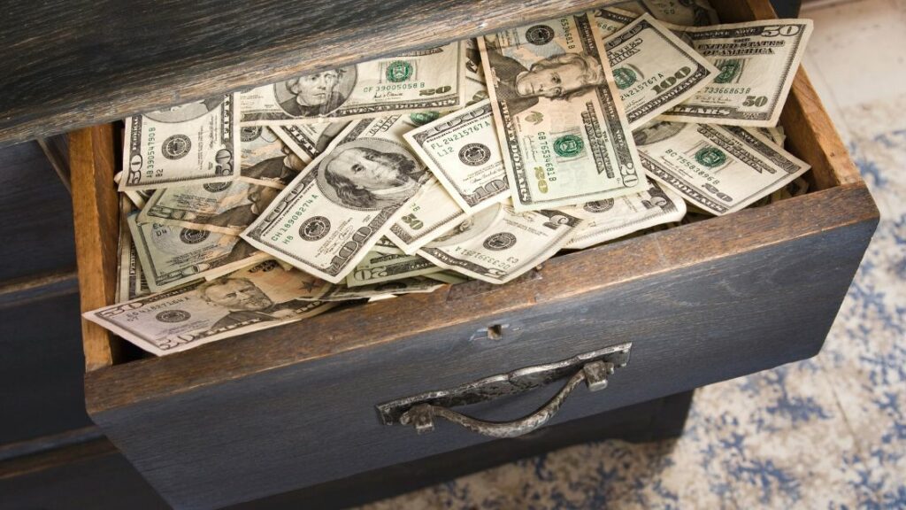 drawer full of money